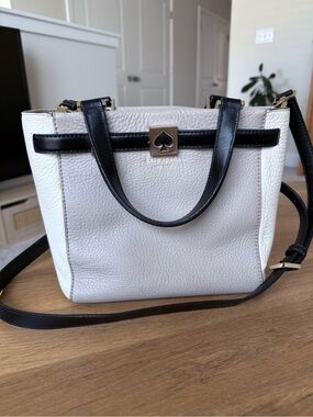 Kate Spade Houston Street Grey Taupe White Two Tone Satchel Handbag